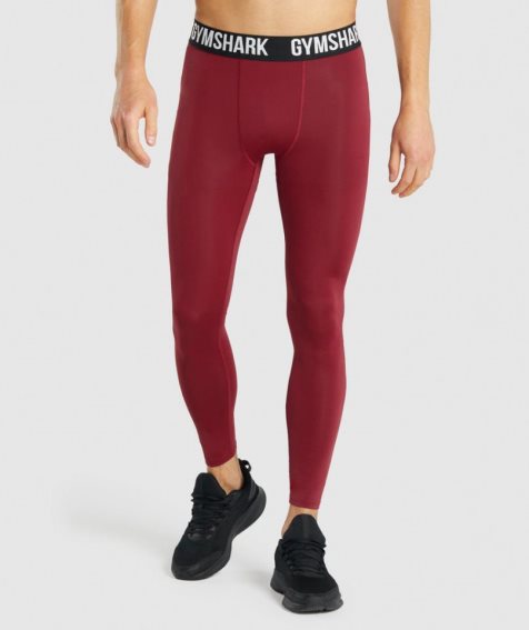 Men's Gymshark Element Baselayer Leggings Burgundy | NZ 8ANJVF